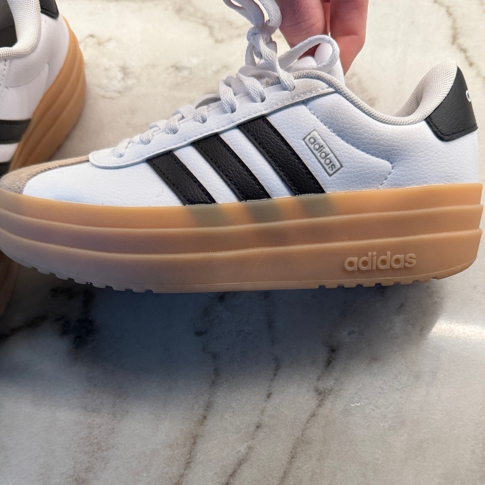 Adidas Men's White, Black, and Tan Sneakers - Picture 2 of 3